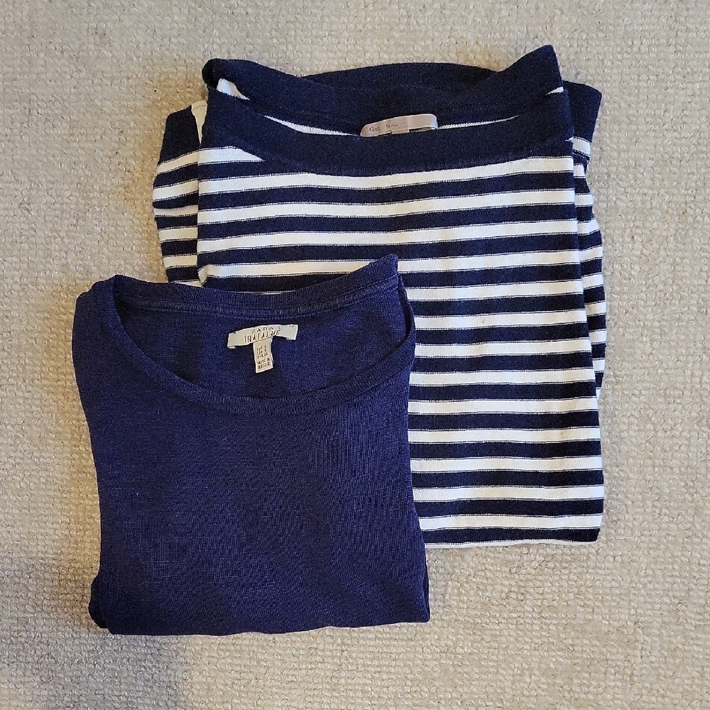 Zara & GAP Navy White Sweater Set